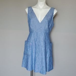 BB Dakota Linen Blend V Neck Dress S